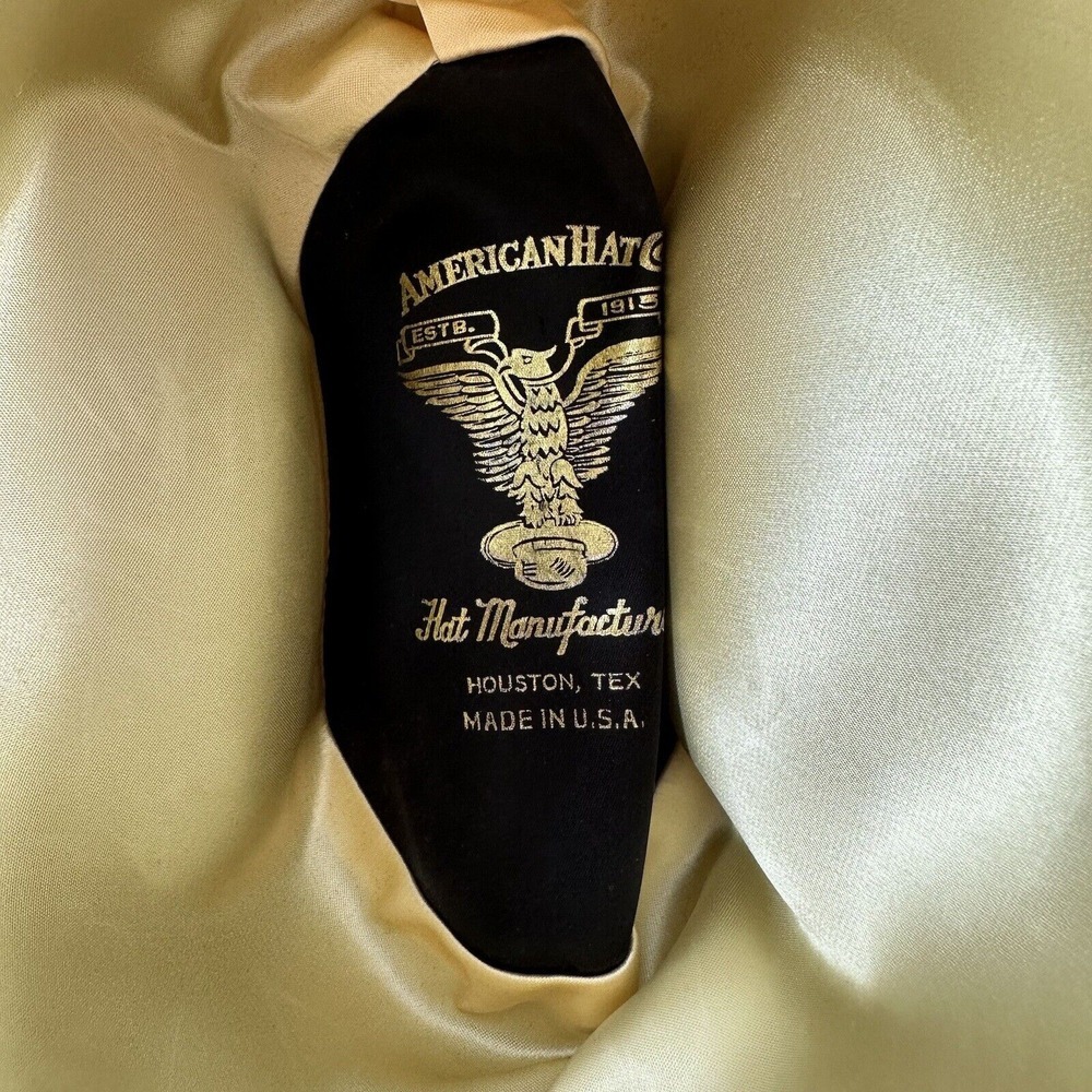 Vtg American Hat Company Co Cowboy Hat Sz 7 Maxi-felt Navy Blue Wedding Appliqué - Picture 9 of 11